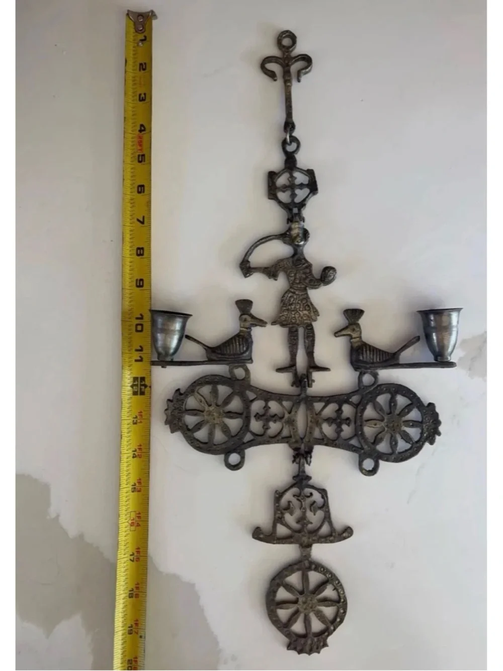Vintage Brass Byzantine Wall-Mounted Incense Holder – 19”
